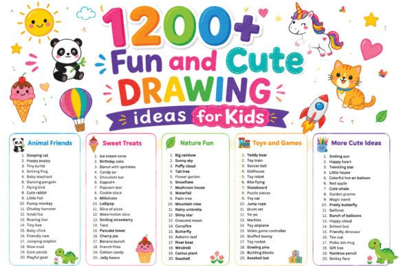 1200 Fun and Cute Drawing Ideas for Kids