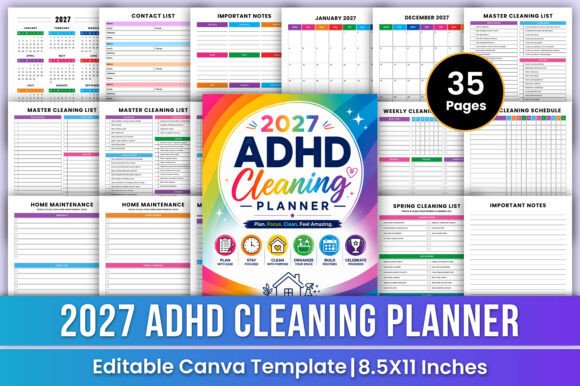 2027 ADHD Cleaning Planner Routine