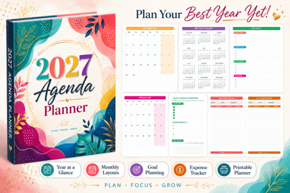 2027 Agenda Planner – Organize Your Life, Track Habits, Achieve Your Goals