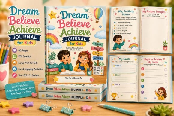 Dream Believe Achieve Journal for Kids