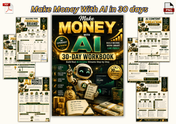 Make Money with AI 30-Day Workbook: A Practical Guide to Building AI Income Streams
