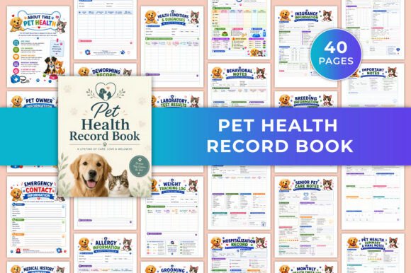 Pet Health Record Book KDP Graphic